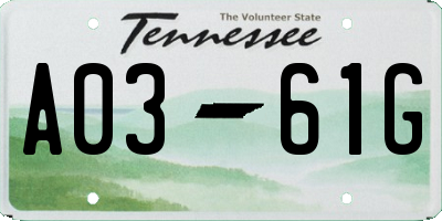 TN license plate A0361G