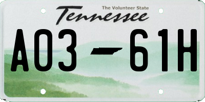 TN license plate A0361H