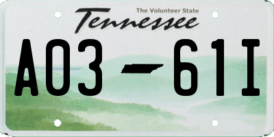 TN license plate A0361I