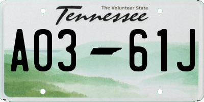 TN license plate A0361J