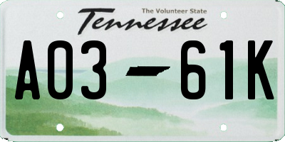 TN license plate A0361K