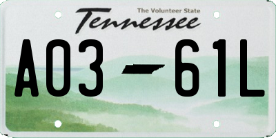 TN license plate A0361L