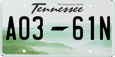 TN license plate A0361N