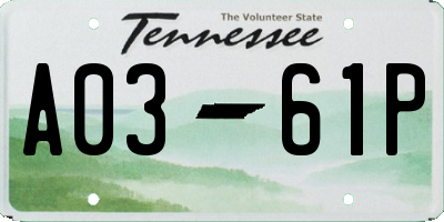 TN license plate A0361P