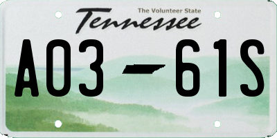 TN license plate A0361S