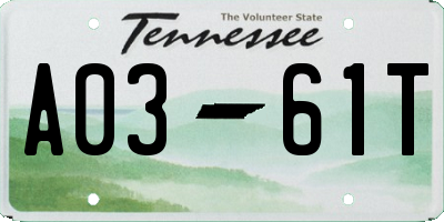 TN license plate A0361T