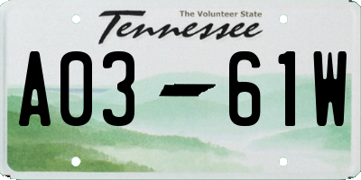 TN license plate A0361W