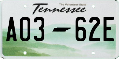 TN license plate A0362E