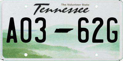 TN license plate A0362G