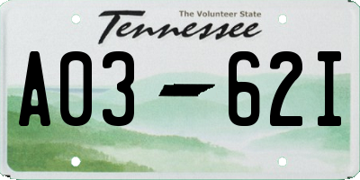 TN license plate A0362I