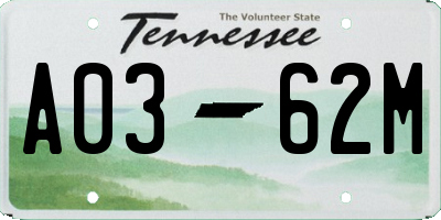TN license plate A0362M