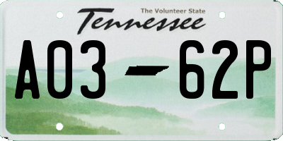 TN license plate A0362P