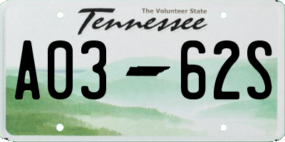 TN license plate A0362S