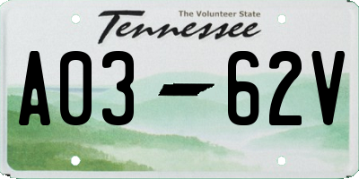 TN license plate A0362V
