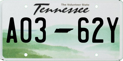 TN license plate A0362Y