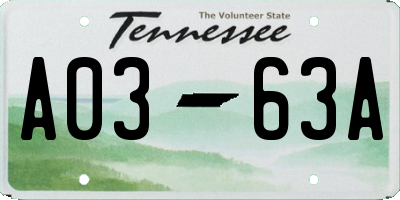 TN license plate A0363A