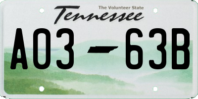 TN license plate A0363B