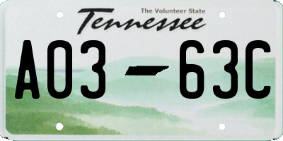 TN license plate A0363C
