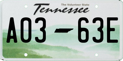 TN license plate A0363E
