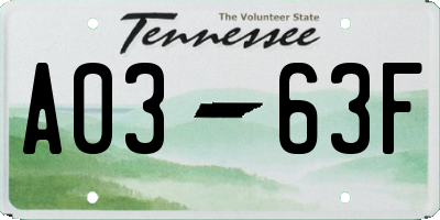 TN license plate A0363F