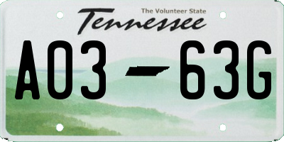 TN license plate A0363G