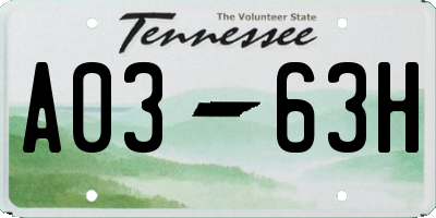 TN license plate A0363H