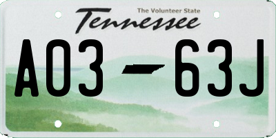 TN license plate A0363J