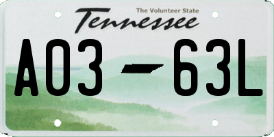 TN license plate A0363L