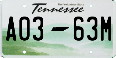TN license plate A0363M