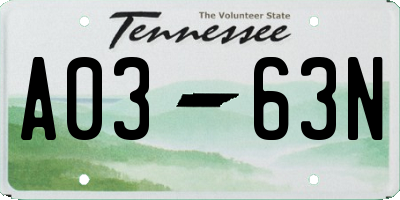 TN license plate A0363N