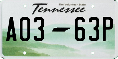 TN license plate A0363P