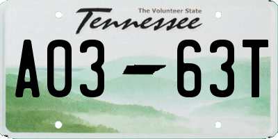 TN license plate A0363T