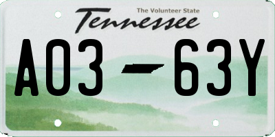 TN license plate A0363Y