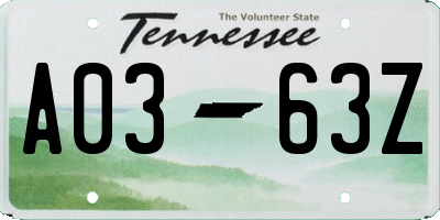 TN license plate A0363Z