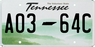 TN license plate A0364C