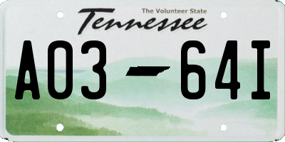 TN license plate A0364I
