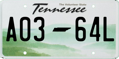 TN license plate A0364L