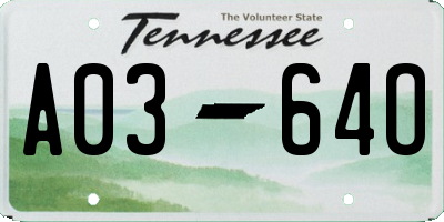 TN license plate A0364O