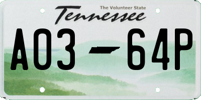 TN license plate A0364P