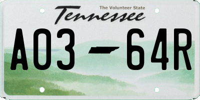 TN license plate A0364R