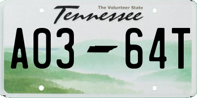 TN license plate A0364T