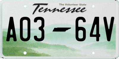 TN license plate A0364V