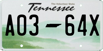 TN license plate A0364X