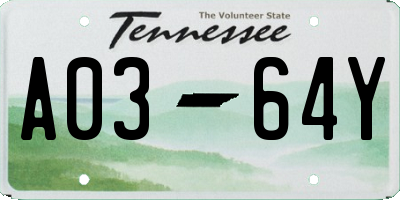 TN license plate A0364Y