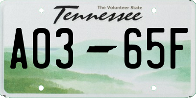 TN license plate A0365F