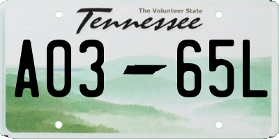 TN license plate A0365L