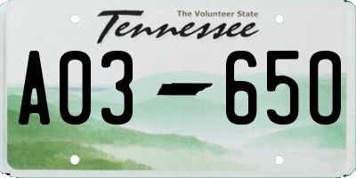 TN license plate A0365O