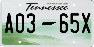 TN license plate A0365X