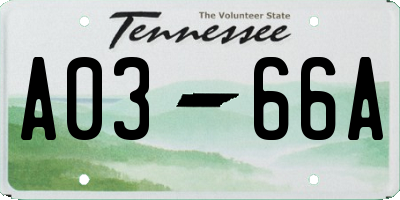 TN license plate A0366A