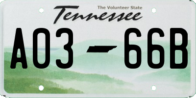 TN license plate A0366B